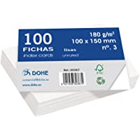 Dohe 30367 - Pack de 100 fichas lisas de cartulina blanca- 180 g- nº 3- 100 x 150 mm